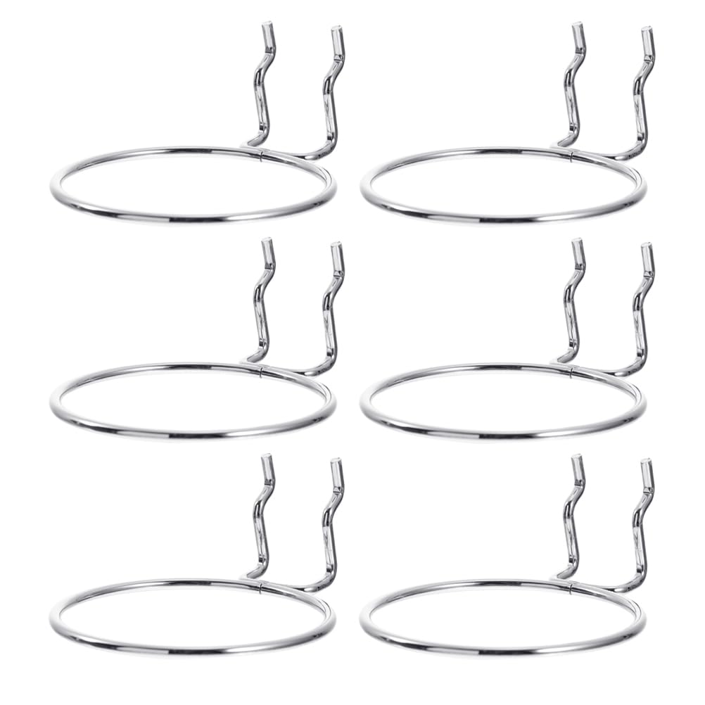 Healeved Pegboard Hooks - 6 PCS Orifice Round Pegboard Shelving Hooks for Slatwall Hooks, Stainless Steel Slat Wall Hooks for Workbench Garage Kitchen Store - Peg Board Display Hook