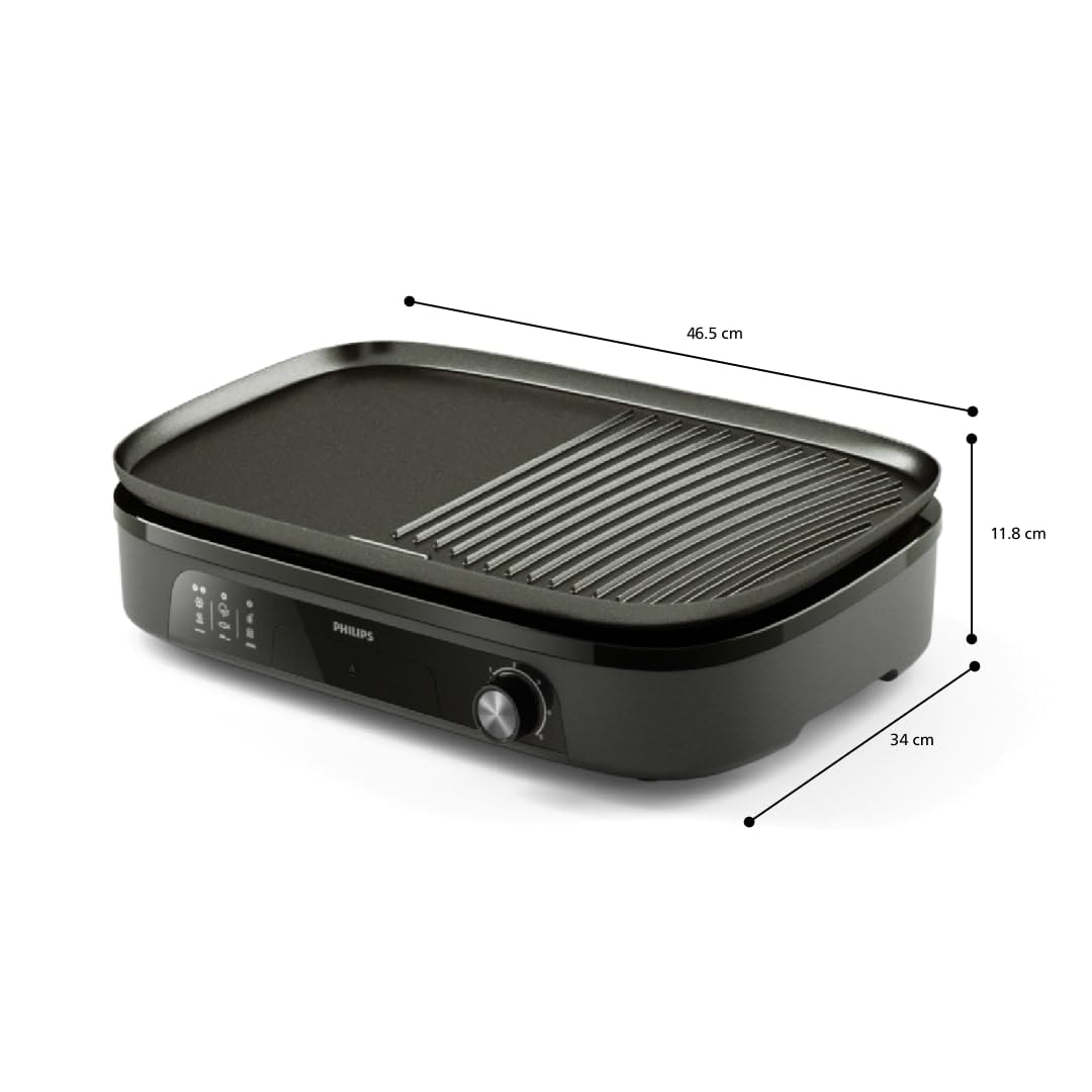 Philips Tischgrill 3000 Series – Große Grillfläche, 2400 W Schnellaufheizung, 5 Temperaturstufen, Antihaftbeschichtung, Einfache Reinigung (HD6210/95) 2