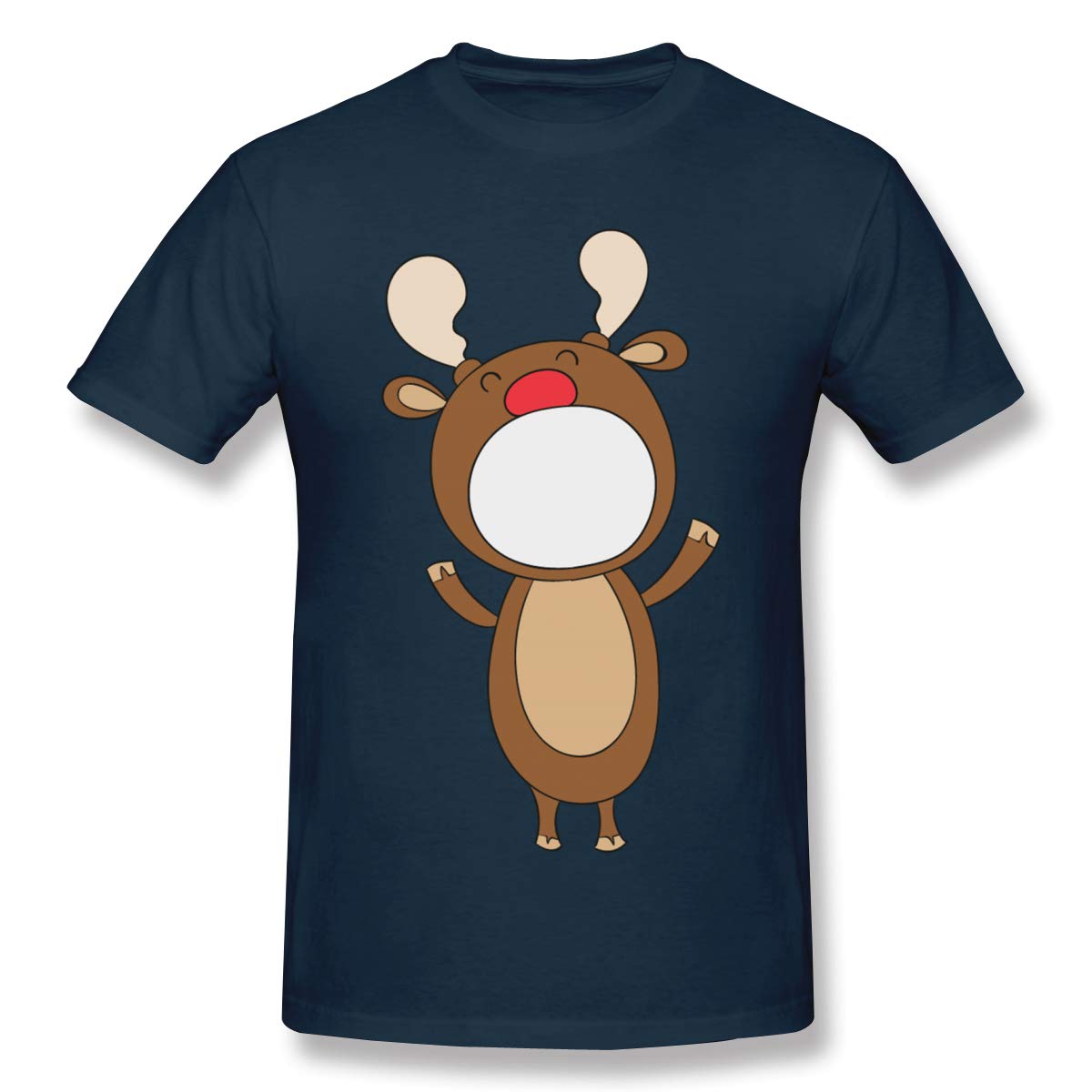 Ditsrwakulioopni Men S Reindeer Leisure T Shirts Navy With Short Sleeve | Zelite