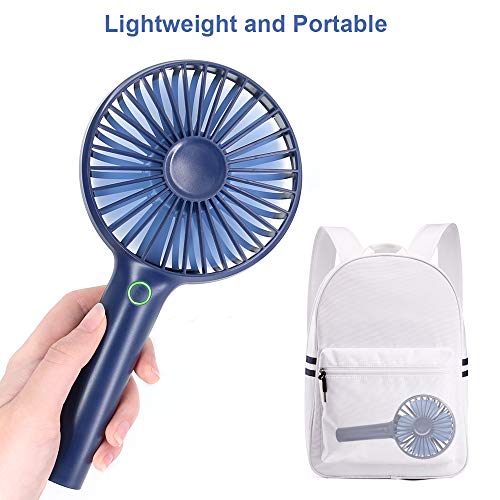 Mini Handheld USB Fan Rechargeable Personal Portable Fan,4 Speeds Battery Operated Desk Fan with Phone Stand Base Powerful Airflow for Office Room Outdoor Traveling