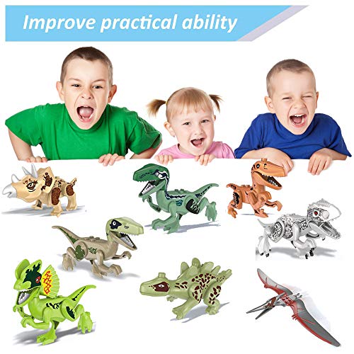 image for Wenini 8 Packs Dinosaur Puzzle Toys, DIY Building Blocks Action Figure