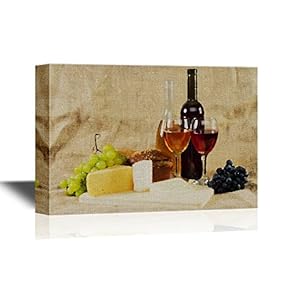 Still Life with Wine and Grapes on Vintage Background