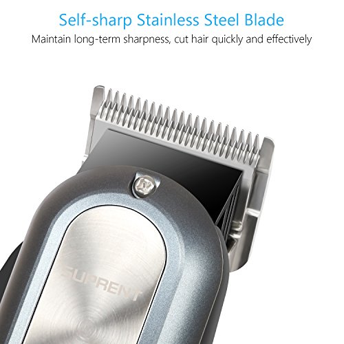 SUPRENT Pro Cordless Rechargeable Hair Clippers for Men, Hair Cutting Kit with 2000mAh Lithium Ion, Titanium Ceramic Blade, Hair Trimmer with Lock-In Length (Blue)