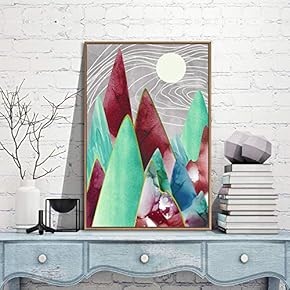 Framed Canvas Wall Art for Living Room, Bedroom Nordic Style Mountains Canvas Prints for Modern Home Decoration Ready to Hang - 16"x24" inches