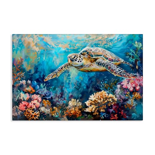 Stupell Industries Turtle's Underwater World Canvas Wall Art, design by LSR Des…