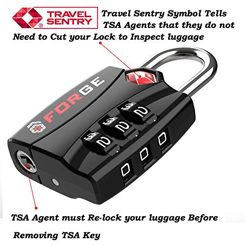Luggage Locks TSA approved 4 Pack Black, Small Combination Lock