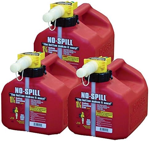 No Spill 1415 1.25 Gallon Red Gas Can with No Fill Nozzle Assembly (3-Pack)