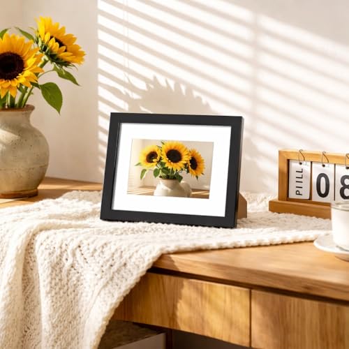 Beauenty Picture Frame Set,6x8 inch Photo Frames With Mat And Non Trace Nails,For 4x6 or 6x8 Pictures,Multi Photo Frames Collage,For Wall Tabletop Decoration(Black,Set of 5)