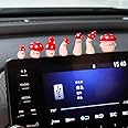 Generic Set of 7 Cute Mini Mushroom Car Rearview Mirror Ornaments Fun Dashboard Decorations Kawaii Car Interior Accessories for Women Gifts, Red/White