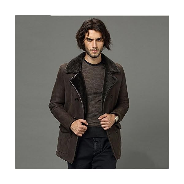 Denny&Dora Mens Shearling Hooded B3 Coat Long Regular Fit Jacket B2 Military Style Sheepskin Leather Jacket - Image 5