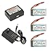 HOBBYTIGER Upgrade MJX X101 Lipo Battery 7.4V 1200mAh 30C (3 PCS) + AC Balance Charger +3in1 Charging Cable Quadcopter Parts