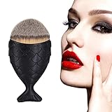 LandFox Fish Scale Makeup Brush Fishtail Bottom Brush Powder Blush Makeup Cosmetic Brush (Black)