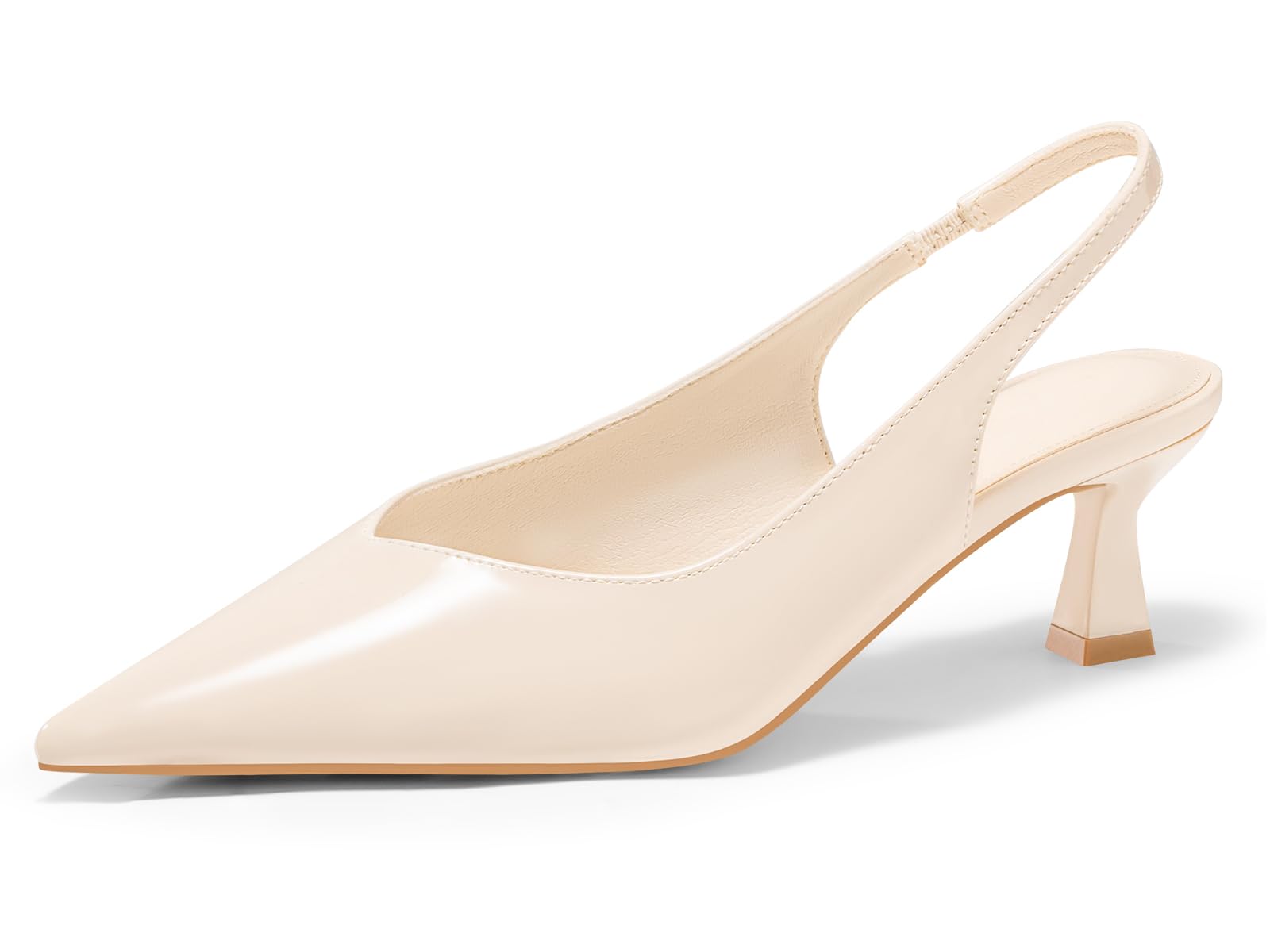 Photo 1 of Coutgo Womens Slingback Kitten Heels Low Heel Closed Pointed Toe Pumps Heeled Sandals Dress Work Shoes, Beige, Size 10