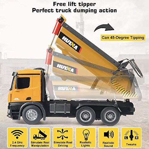 Hging ENGINEERING Dump-LKW-Fernbedienung Auto 1/14 Scale-Muldenkipper, 10-Kanal-Upgrade volle funktionale Baufahrzeuge… – Bild 3