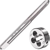 Saipe M6 X 1.0 Metric Tap and Die Set, Threading Tap Die Set | M6 X 1mm HSS Straight Fluted Machine Thread Right Hand Screw Tap and Round Threading Die