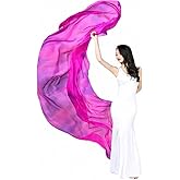 Fibama Women Real Silk Light Weight Belly Dance Hand Tie Dyed Silk Veils 250cm* 114cm for Adults Stage Performance
