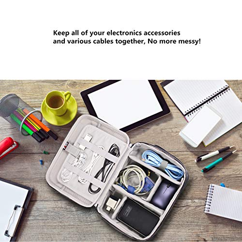 Electronics Organizer Travel Cable Cord Bag Accessories Gadget Gear Storage EVA Cases (Black-Extended)
