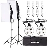MOUNTDOG 1600W Softbox Photography Lighting Kit Professional Continuous Light 20'x 28' Softbox2 Set 8X45W E27 5500K Bulbs Camera Photo Studio 4 Socket Headlight Portrait Photo Shooting Portraits