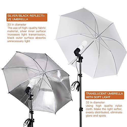 MOUNTDOG 800W Photography Umbrella Continuous Lighting Kit Photo Portrait Studio Day Light Umbrella Reflector Lights for Camera Shooting