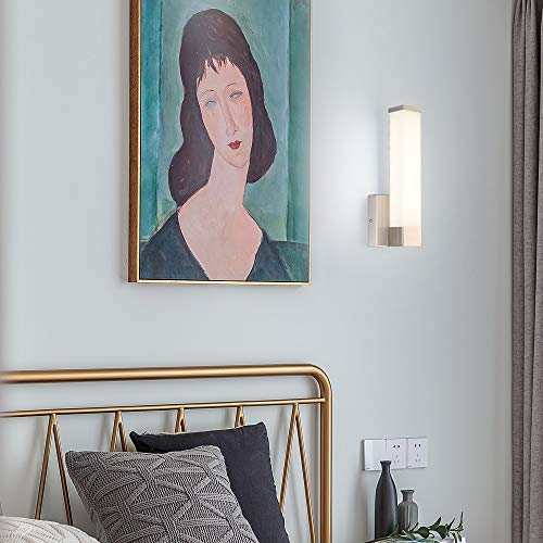 Joosenhouse 17106W LED Wall Vanity Lights Indoor Modern Bedside Sconces Lighting Fixtures Square Bathroom Vanity Lights Nickel Finish - Thumbnail 4
