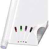 Self Adhesive White Board Paper - Dry Erase Wall Stickers Roll 17.7" x 78.7" (6.5 Feet) Message Board Wallpaper Decal for Sch