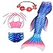 Camlinbo 3PCS Girls' Swimsuit Mermaid Tail For Swimming Tropical Bikini Set Support Monofin (Child L/7-8, b flyfins)