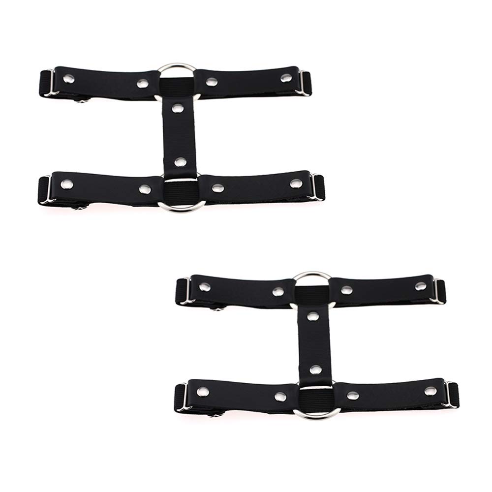 2PCs Adjustable Faux Leather Leg Garter Belt, 2 Rows Thigh Garters for Women Parties, Black/Red/Pink/White/Brown
