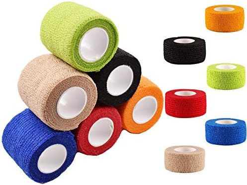 Dxary Self Adhering Bandage Wrap Coban Self Adhesive Wrap 12 Pack Colored Include 1Inch 2 Inch 5 Yards Waterproof Self Sticking Wrist Ankle Injury Sprain Wrap (12PC Multicolor-B)