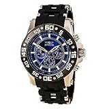 Invicta Men's Sea Spider Black Polyurethane Band Steel Case Swiss Quartz Blue Dial Analog Watch 22476