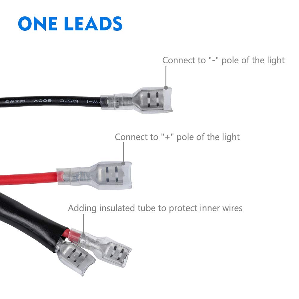 1 Lead LED Lights Wiring Harness Kit with Relay ON-OFF Blue Laser