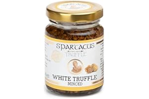 SPARTACUS TRUFFLE Spartacus White Truffle, Chopped, Preserved in Extra Virgin Olive Oil, The Perfect Gourmet Seasoning for Pizza, Pasta, Salads, Potatoes (3.17 oz)