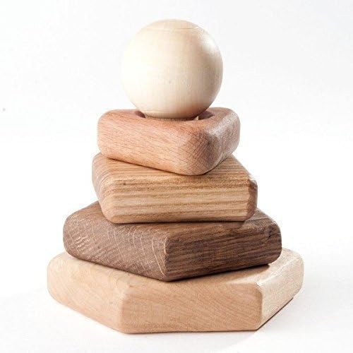 Waldorf Toy Wood Stacker Toy Wooden Stacking Toy -Stacker Blocks Hardwood Round Stacker Toy - Toy for Baby Babies Toddler Children Baby Toy