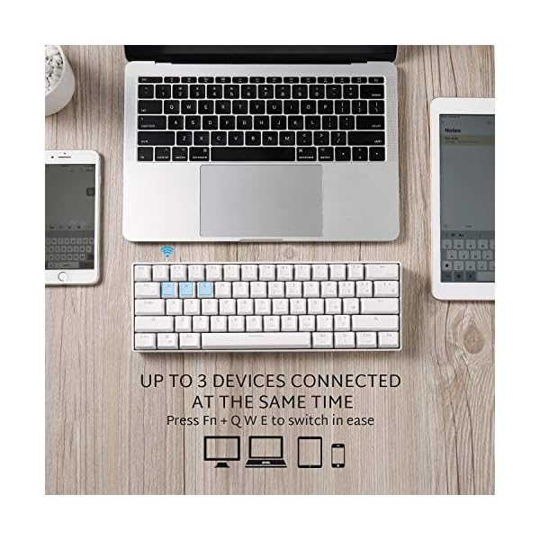 RK-ROYAL-KLUDGE-RK61-Wireless-60-Mechanical-Gaming-Keyboard-Ultra-Compact-Bluetooth-Keyboard-with-Clicky-Blue-Switch-Compatible-for-Multi-Device-Connection-White RK ROYAL KLUDGE RK61 Wireless 60% Triple Mode BT5.0/2.4G/USB-C Mechanical Keyboard, 61 Keys Bluetooth Mechanical…