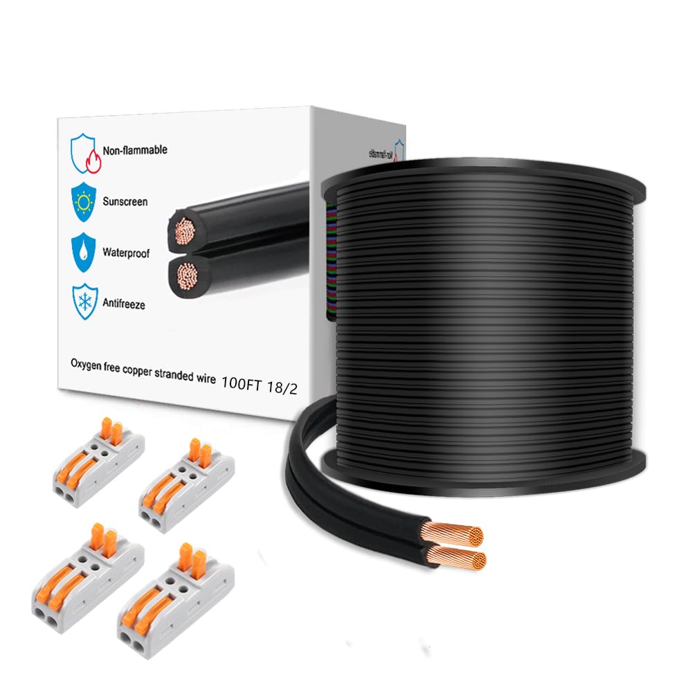 LEADTOPS 100FT 18/2 2x0.8mm² Landscape Lighting Wire 2 Conductor Low Voltage Extension Cable — image 1