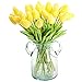 AHXHWKA 30 pcs Real-Touch Artificial Tulip Flowers Home Wedding Party Decor (Yellow)