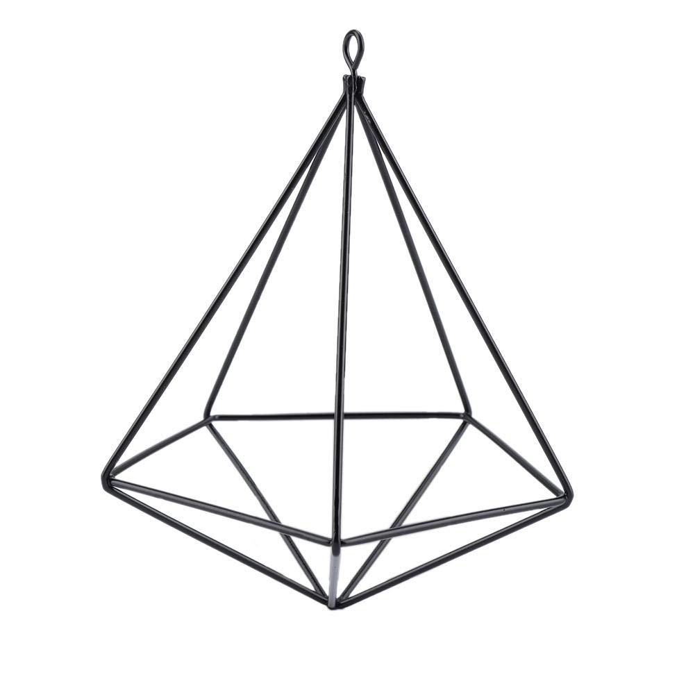 Fdit Geometric Hanging Planter Pot Free-standing Flower Plant Stand Hanging Display Holder Rack Shelf Home Decor Reusable Packaging Socialme-eu Black