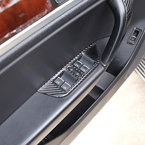 Soft Carbon Fiber Car Window Lift Switch Button Frame Trim For Touareg 2011-2018