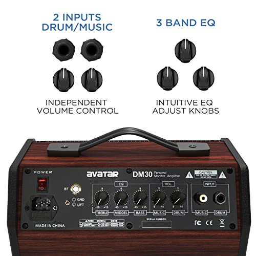 HXW DM30 Electric Drum Amp 30 Watt Bluetooth Personal Monitor Dual