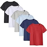 6-Pack Kids Cotton T-Shirts Short Sleeve Basic Tops for Toddlers Boys and Girls