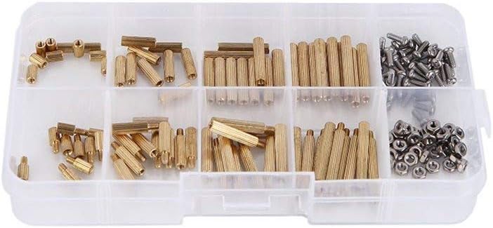 Guard4U 160pcs M2 Male-Female Brass Spacer Standoff/Stainless Steel Screw Nut Assortment Kit