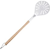 Pizza Turning Peel 7" Perforated Anodized Aluminum Round Pizza Peel Turner with Wood Handle Non Stick Pizza Paddle for Homema