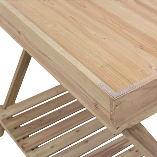 Allblessings Wood Potting Bench Workstation Console Serving Table Shelf Display Patio Outdoor - Thumbnail 6