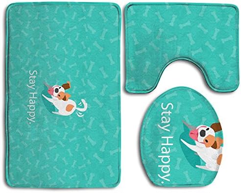 Cute Dog Bathroom Outline Carpet Set Toilet Rug Bath Tub Bath Pad Bathroom Absorption Slip-On Bathroom Rug