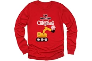 TSTARS I'm Digging Christmas Boys Ugly Christmas Sweater Style Snow Plough Tractor Xmas Toddler Kids Long Sleeve T-Shirt