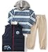 Kids Headquarters Little Boys 3 Pieces Vest Set - Twill Jogger Pants, Navy, 4