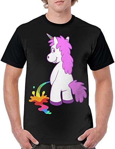 KINNWEW Adult Funny Unicorn Pee Rainbows Novelty Printed Top With O Neck