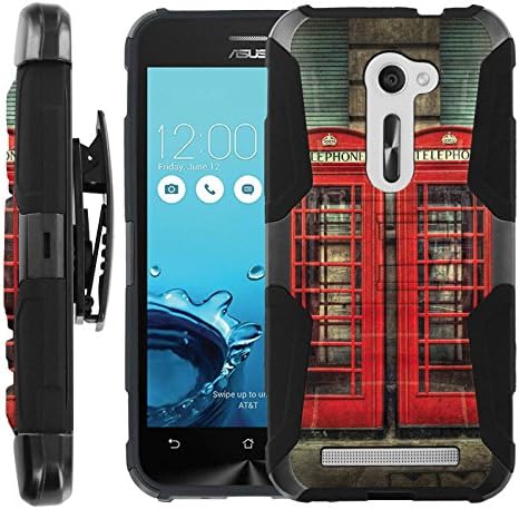 CaseAVE [COMBAT SERIES] Rugged Holster Dual Layer Hybrid Hard Soft rubber Protective Case [Non-Slip] Cover drops and impacts Resilient [ Two Telephone ] for Asus ZenFone 2E