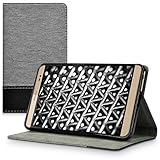 kwmobile Elegant canvas synthetic leather case for Huawei MediaPad X2 7.0 in grey black with convenient STAND FEATURE