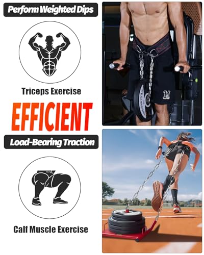 MAXRANK Dip belt With 37-40" Chain, 550lbs - 650lbs Weight Capacity, Weightlifting Belt for Dips and Pullups