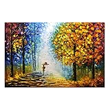 V-inspire Art 24x36 inch, Romantic Night 100% Hand Painted Contemporary Abstract Oil Paintings Modern Decorative Artwork on Canvas Wall Art Ready to Hang for Home Decoration Wall Decor